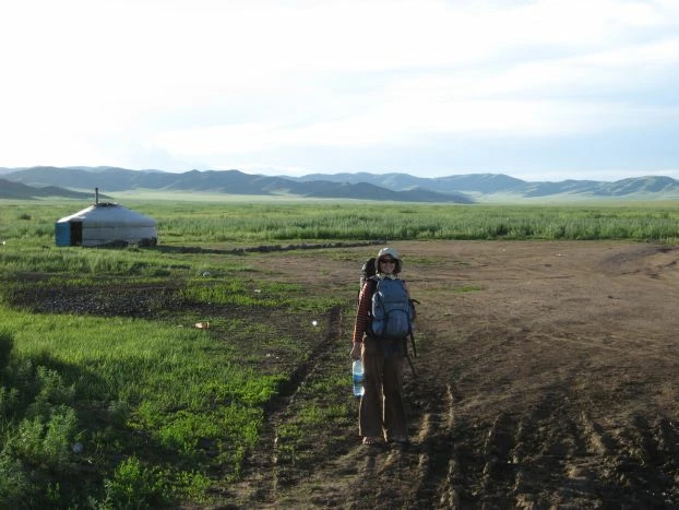 Anna Kronenberg w trakcie geopoetyckiej włóczęgi po Mongolii. Fot. J. Kronenberg