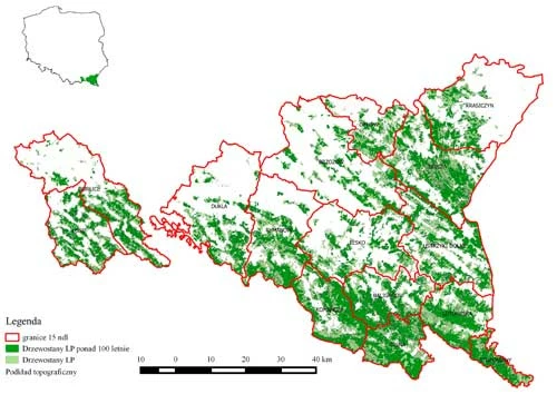 Ryc. 1. Puszcza Karpacka na obszarze, na którym działa Fundacja Dziedzictwo Przyrodnicze