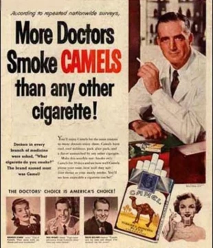 
Plakat przedstawiający lekarza reklamującego papierosy kiedyś nie szokował.
