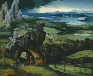 Joachim Patinir „Pejzaż ze świętym Hieronimem”, Muzeum Prado w Madrycie. Fot. domena publiczna