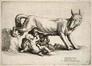 
Wenceslas Hollar (za Giulio Romano), Romulus i Remus, źródło: wikipedia.org
