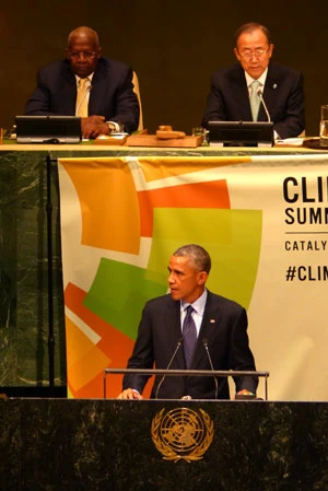 
„Jesteśmy pierwszym pokoleniem, które doświadcza zmianklimatu i ostatnim, które może je powstrzymać” Prezydent Barack Obama. Fot. Diana Maciąga
