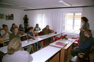 Konferencja w sprawie Rospudy, Augustów, 2000 r. Fot. Jacek Zachara