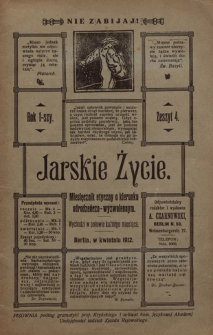 
„Jarskie Życie” okładka wydania z roku 1912
