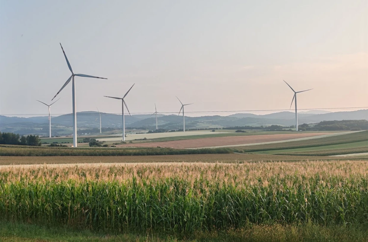 Nie można mówić o ochronie klimatu, realizowanego kosztem ludzi i środowiska. Pracownia wydała stanowisko w sprawie energetyki odnawialnej. Na zdjęciu wiatraki koło Rymanowa. Fot. Grzegorz Bożek