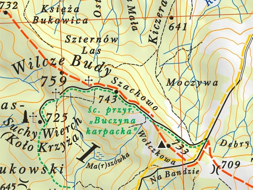 
Wilcze Budy – fragment mapy pasma Bukowicy (Płaj 50). Archiwum Wojciecha Krukara
