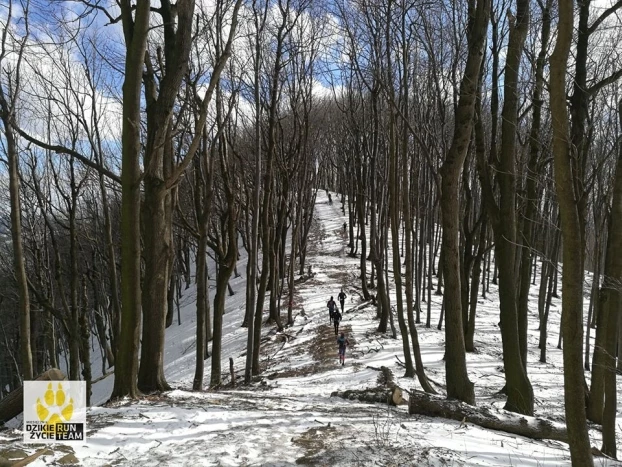 Łemkowyna Winter Trail, luty 2019 r. Zima w tym roku nie rozpieszcza, Cergowa to jednak miejsce gdzie śnieg wciąż jeszcze można spotkać. Fot. Grzegorz Bożek. Fotografia u góry: Karolina Krawczyk, widok na cerkiew w Bałuciance