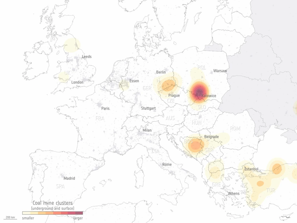 Emisje metanu z największych polskich kopalń. Wizualizacja danych satelitarnych uzyskanych w latach 2018-2020 przez Europejską Agencję Kosmiczną w ramach programu Copernicus Sentinel-5P
