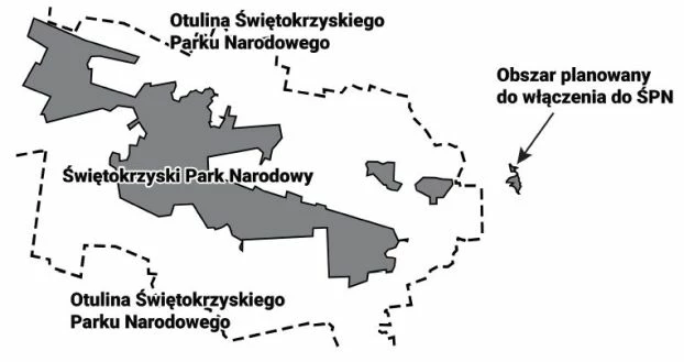 
Świętokrzyski Park Narodowy i obszar planowany do włączenia do ŚPN. Opracowanie: Katarzyna Grudzień
