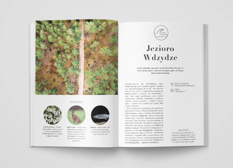 Przykładowa rozkładówka książki, Jezioro Wdzydze