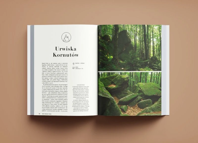 „Dziki Beskid Niski. 50 nieoczywistych miejsc blisko natury” – jedna z rozkładówek książki 