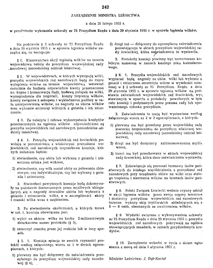 Zarządzenie ministra leśnictwa z 1955 r.