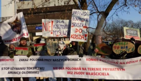 Nie dla Rzeczpospolitej Myśliwskiej przed siedzibą PiS. Fot. Karolina Jamska