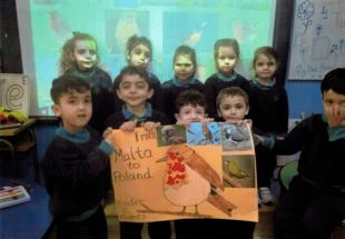 „Z Malty do Polski” – zdjęcie uczniów w trakcie zajęć o ptakach w ramach naszej akcji, nadesłane z St. Francis School na Malcie