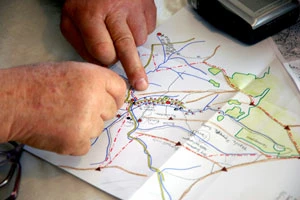 Robocza mapa nazewnicza wsi Bystre koło Czarnej. Archiwum Wojciecha Krukara