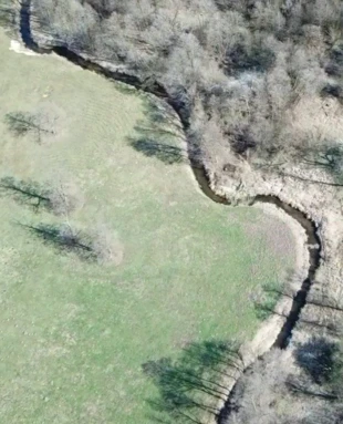 Zakolista Miedza przed ujściem do Wolbórki w marcu. Fot. archiwum
