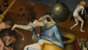 Fragment obrazu „Sąd ostateczny” Hieronima Boscha