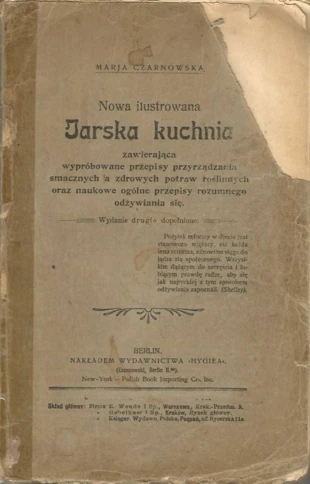 
„Nowa ilustrowana jarska kuchnia” Marja Czarnowska, 1913 r. Źródło: Polona
