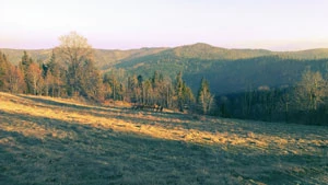 
Widok z pierwszego szczytu Potrójnej na Halę Rzycką i wzniesienie „Na Beskidzie”. Fot. Karol Ciężak
