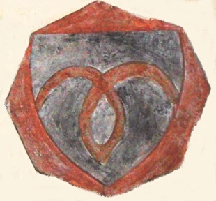 Mogilskie godło przypominające raczej zakrzywione igle (igły) niż kosie, w: W. Fronczak, Herb Prus II zwany Wilczymi Kosami do początku XVI wieku, Starowa Góra 2021