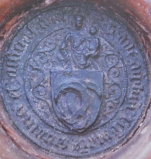 Pieczęć Adama z Będkowa z 1413 r., w: W. Fronczak, Herb Prus II zwany Wilczymi Kosami do początku XVI wieku, Starowa Góra 2021