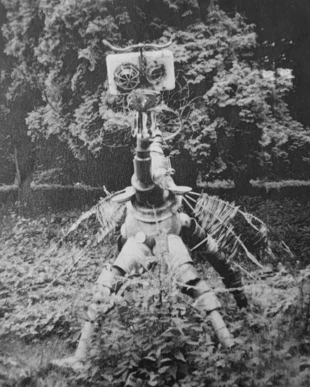 Rzeźba stworzona z zebranych śmieci w parku pałacowym. Fot. Janusz Korbel