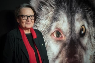Agnieszka Holland na premierze filmu „Pokot” w Warszawie, 28 lutego 2017 r. w kinie Atlantic. Fot. Franciszek Mazur, materiały od Next Film