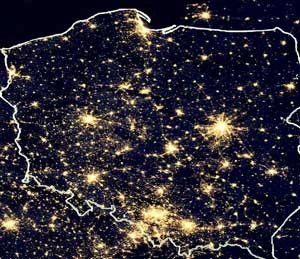 Polska nocą. Fot. NASA GSFC