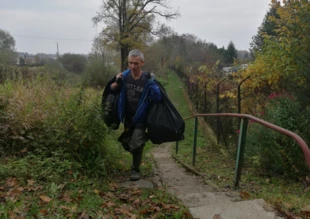 Tomasz Tatrzański podczas akcji „Czysty Wisłok”, październik 2017 r. Fot. Grzegorz Bożek
