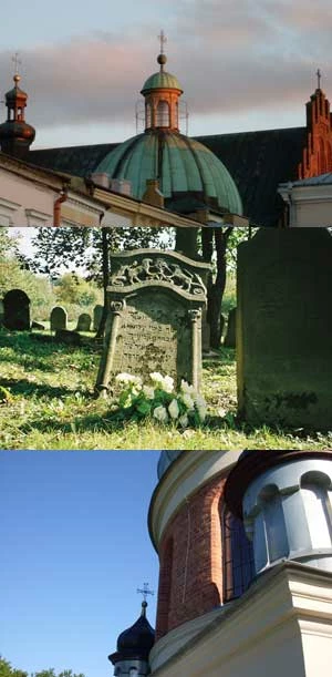 Cmentarze, kościoły, cerkwie przypominają o obecnosci Innych. Kościół oo. Franciszkanów w Krośnie, cmentarz żydowski w Krośnie, dawna cerkiew grekokaltolicka św. Paraskewy w Rzepniku. Fot. Grzegorz Bożek