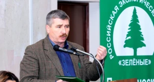 Wystąpienie Walerego Brinicha na zjeździe Rosyjskiej Partii Ekologicznej „Zieloni” w dniu 26 grudnia 2017 roku. Fot. z archiwum Walerego Brinicha