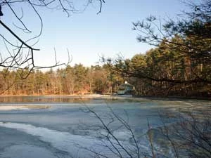 Widok na plażę i sklep nad Waldenem od strony zatoczki Deep Cove. Fot. Anna Patejuk