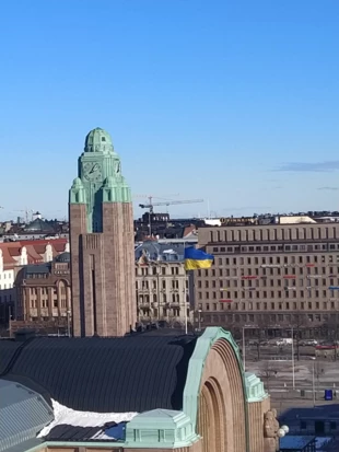 Helsinki, flaga ukraińska, luty 2022 r. Wszystkie fotografie: Dagmara Stanosz